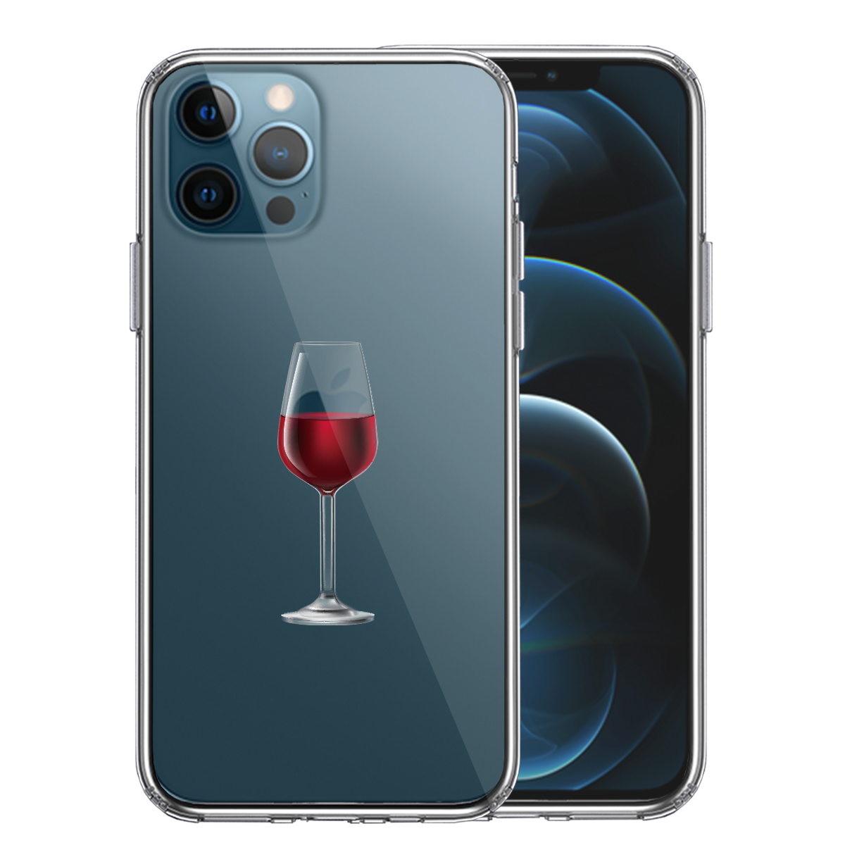 iPhone12 Pro 側面ソフト 背面ハード ハイブリッド クリア ケース ジャケット 赤ワイン
