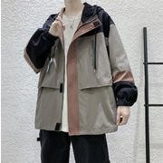 絶賛の衣装  コート ジッパー フード付き カラーマッチング ファッション カジュアル タイドブランド