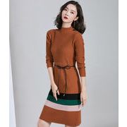 1枚で簡単、楽かわコーデの完成 セーター ニット 秋冬 ワンピース 長袖 レディース 韓国ファッション