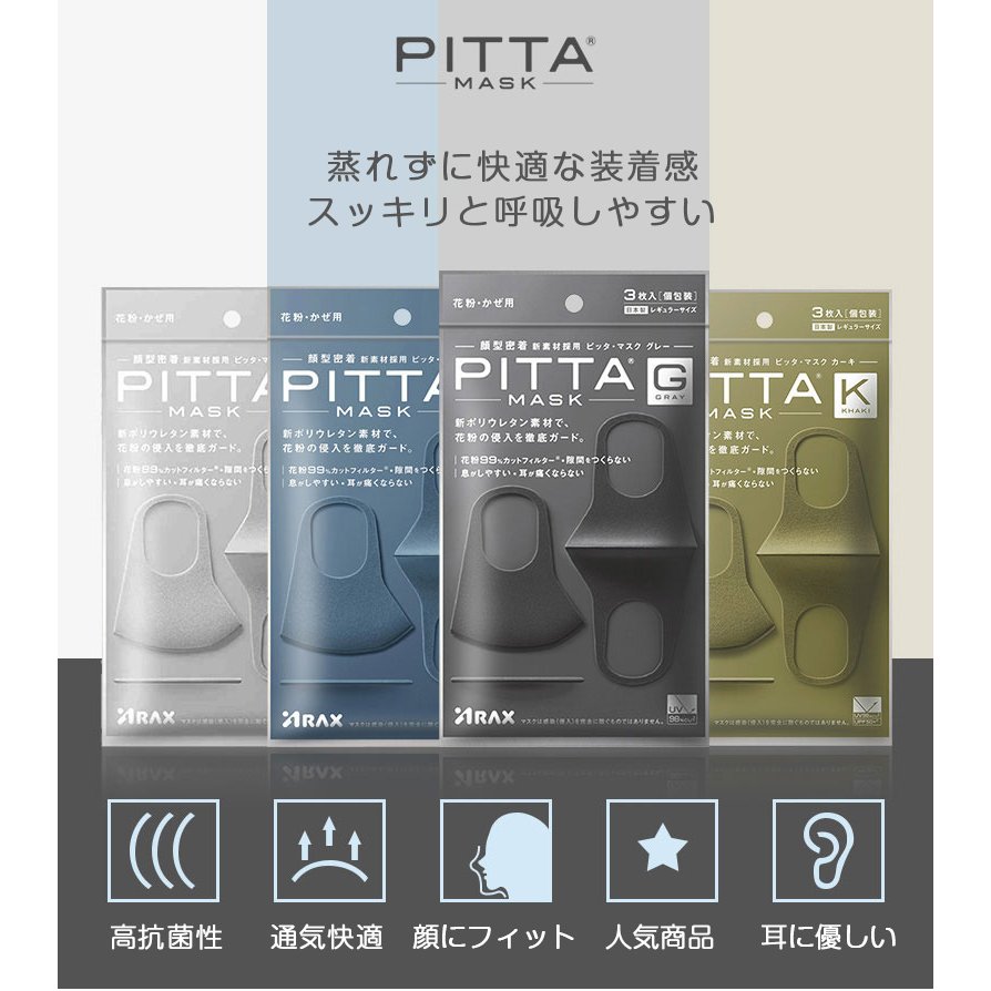 PITTA MASK GRAY リニューアル品 日本製 ピッタ マスク グレー