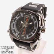 アナデジ デジアナ HPFS9501-BKBK アナログ&デジタル クロノグラフ ダイバーズウォッチ風メンズ腕時計