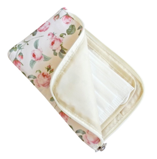 人気 マスクポーチ マスクケース パールピンク 薔薇 おしゃれ 