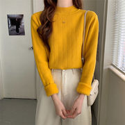 素敵なデザイン 韓国ファッション ミンク 厚手 裏起毛 ハーフハイカラー セーター 長袖 セーター