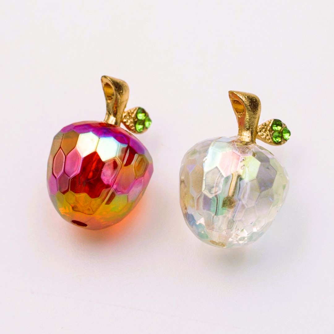 【高純度アクリル】春夏アクセサリーさくらんぼチャーム/りんごチャーム/トレンドパーツ/デコパーツ