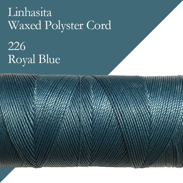 ワックスコード LINHASITA社製 ロイヤルブルー/太さ0.75mm 長さ約210m/ ロウ引き紐 #226