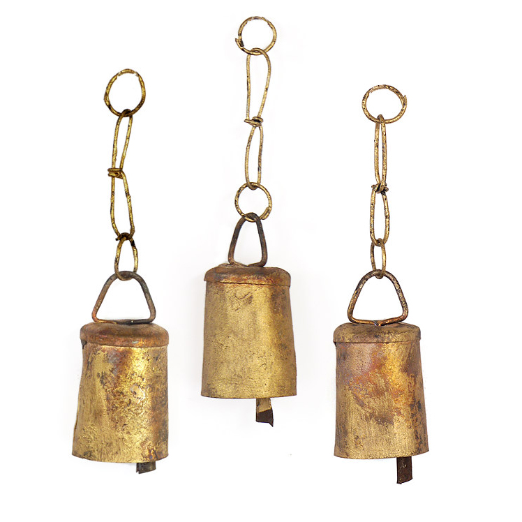 鉄ベルチェーン付(10個SET)[チャイム 風鈴 インド アジアン エスニック]
