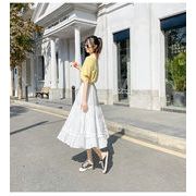 一番輝くお姫様 韓国ファッション ピュアカラー ケーキスカート キクラゲ 怠惰な風 ハイウエスト