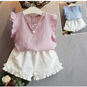 　韓国子供服　可愛いブラウス+短パン　女の子　2点セット　Tシャツ　ブラウス　カジュアル