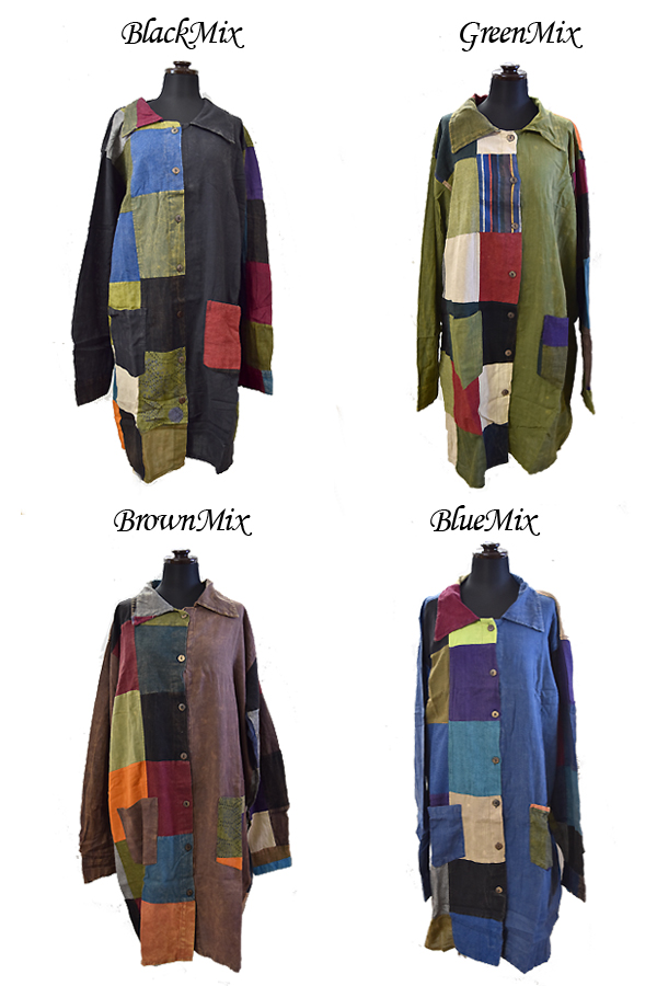 ビンテージ風ロングシャツ Yシャツ エスニックシャツ エスニック アジアン バリブラン ストーン ウォッシュ ロングシャツ 長袖 トップス ビンテージ風ロングシャツ Yシャツ エスニックシャツ | 卸売