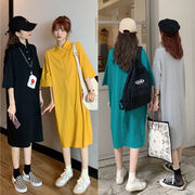 夏 新作 ロング丈 半袖 ワンピース ゆったり スカート 韓国ファッション レディース トップス