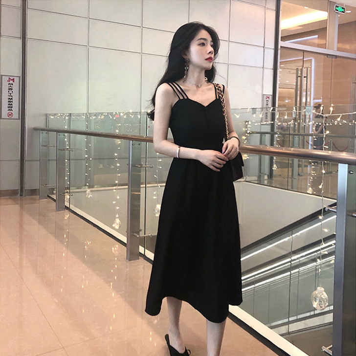 春夏 キャミワンピース スッキリウェストライン スリム効果 ヘップバーン スカート 韓国ファッション