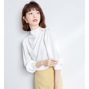 注目すべきアイテム！韓国ファッション シャツ デザインセンス 職業 新作 サテン 長袖 ヤングスタイル