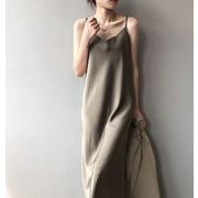 シルク キャミワンピース ワンピース 夏 スカート ロングタイプ マキシ レディース 韓国ファッション