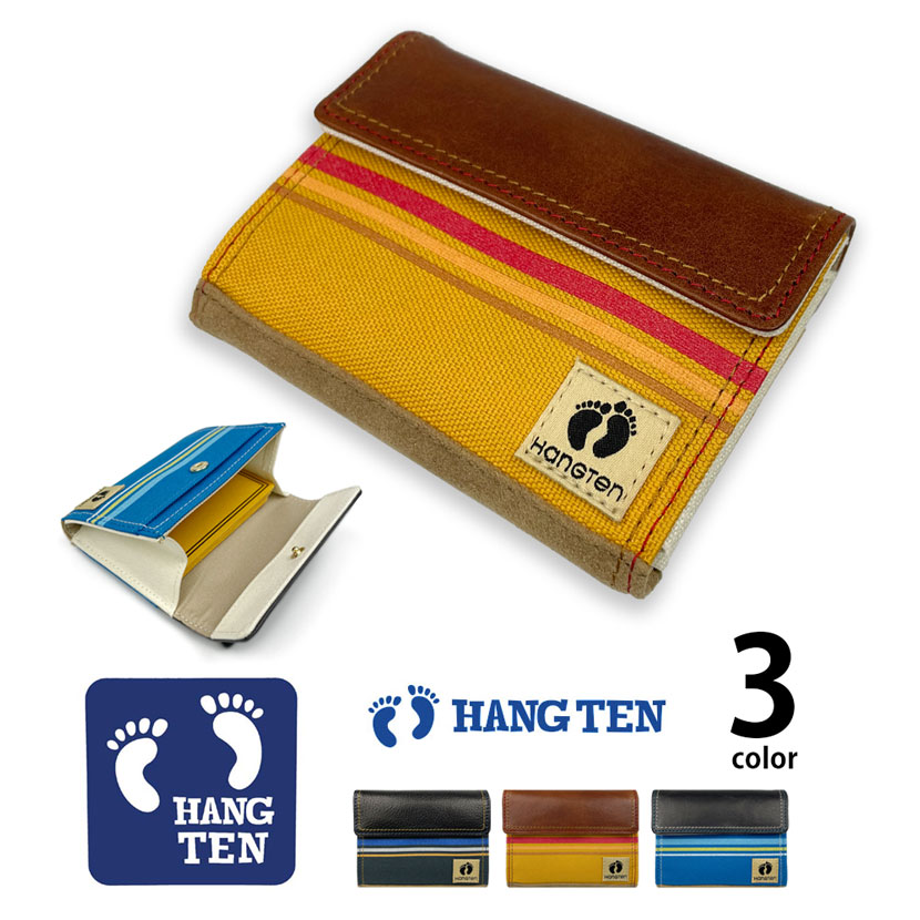 全3色　HANG TEN ハンテン リアルレザー×キャンバス コインケース付き 名刺入れ カードケース