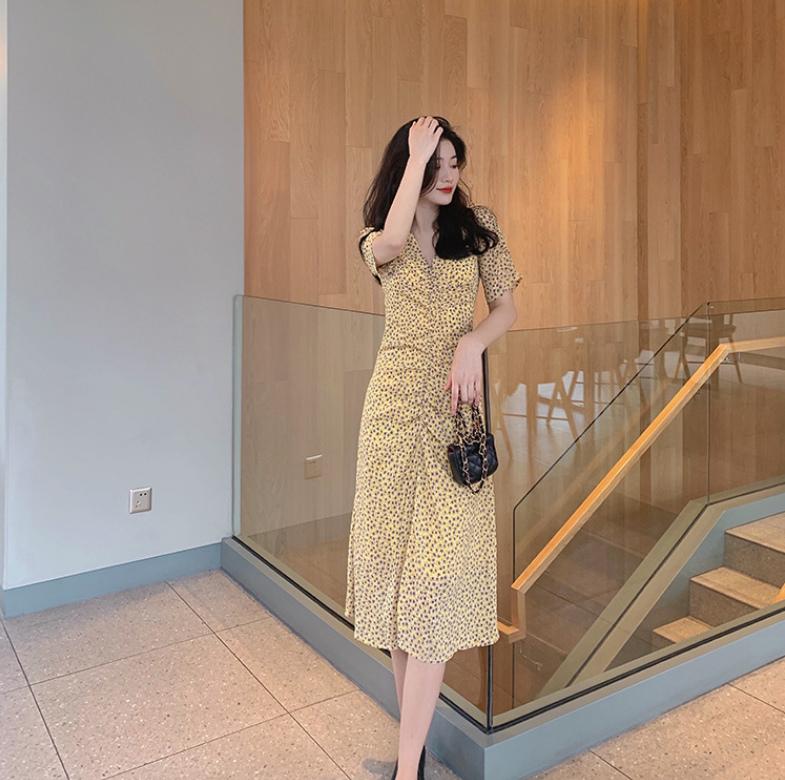 レディースファッション スカート スリム効果 シフォン ロング丈 ワンピース 韓国ファッション