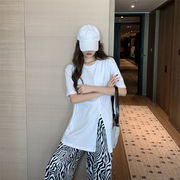 雑誌やSNSで話題 韓国ファッション 半袖 ズボン 綿 パジャマ スプリット 快適である ピュアカラー
