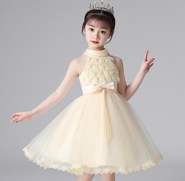 ピアノ発表会ドレス 結婚式用 キッズドレス 女の子 お姫様  上品な首元がアクセントなフォーマルドレス 演奏会 子供ドレス 衣装