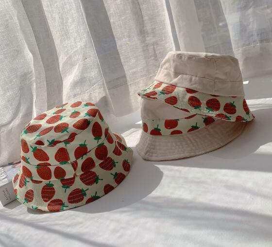 帽子　ハット　キャップ　キッズ　子ども　かわいい　夏　薄型　日焼け止め　イチゴ　トレンド　おしゃれ