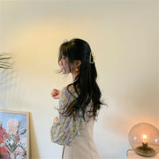 活気少女 韓国ファッション 韓国 ジェントルスタイル フローラル 小さい新鮮な ランタンスリーブ