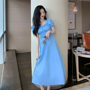 高級品質 大人の魅力高まる ワンピース 夏 半袖 スリム ロングスカート 韓国ファッション レディース