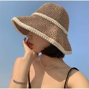 2021新入荷 高級品質 韓国ファッション 帽子 織物 真珠 日よけ クール ユニークなデザイン 麦わら帽子