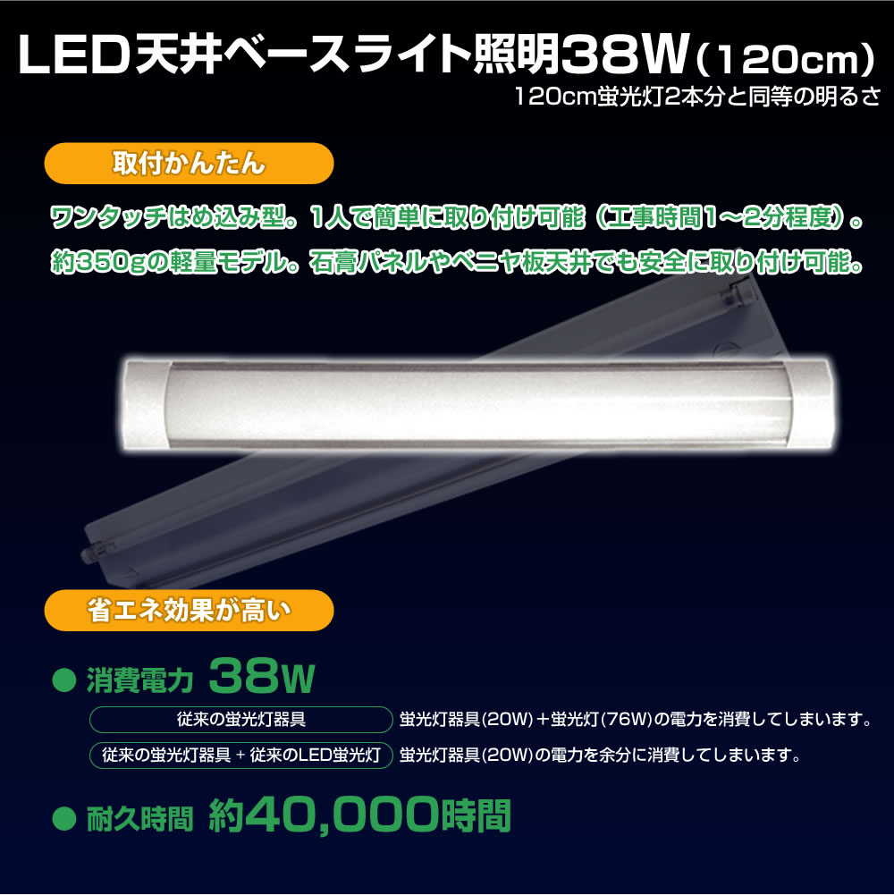 LED天井ベースライト照明36W（昼光色120cm蛍光灯２本分同等） 株式会社