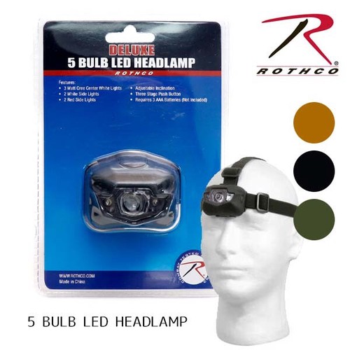 ロスコ 【Rothco】5 BULB LED HEADLAMP 236 457 2856 ヘッドランプ ヘッドライト ライト ランプ LED 防災