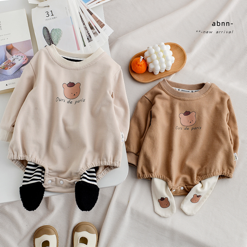 21韓国秋新作 可愛い 小さなクマ 男の子 女の子 長袖 ワンピース ロンパース 子供服 パジャマ アパレル 株式会社 光輝 問屋 仕入れ 卸 卸売の専門 仕入れならnetsea