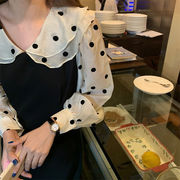 大好評につSALE延長 韓国ファッション ワンピース パフスリーブ ドット 縫付 受け取って腰 人形の襟