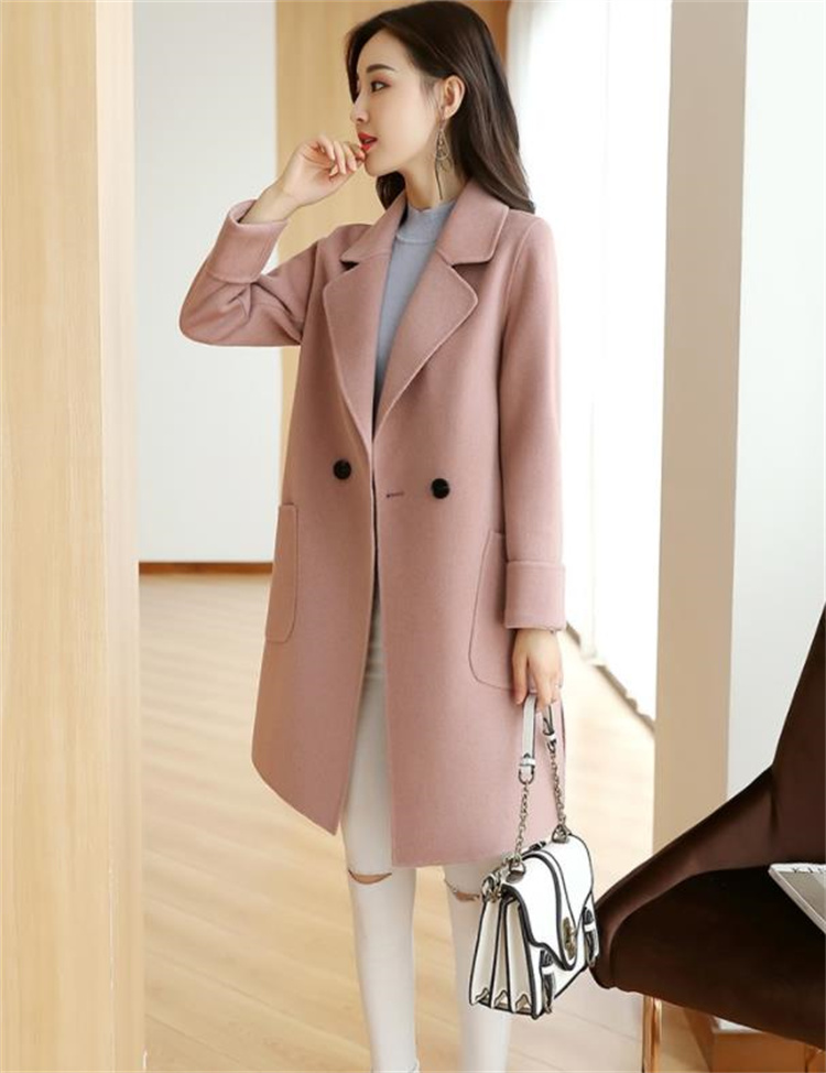 これはあまりにもお洒落です 韓国ファッション ラペル ピュアカラー 快適である ダブルボタン コート