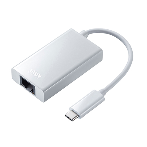 サンワサプライ USB3.2 TypeC-LAN変換アダプタ(USBハブポート付・ホワイト