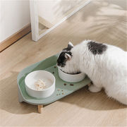 陶磁器 ペット用食器台 犬用 猫用 食器台 餌台 犬猫えさ入れ ごはん皿 水入れ フードボウルスタンドセット