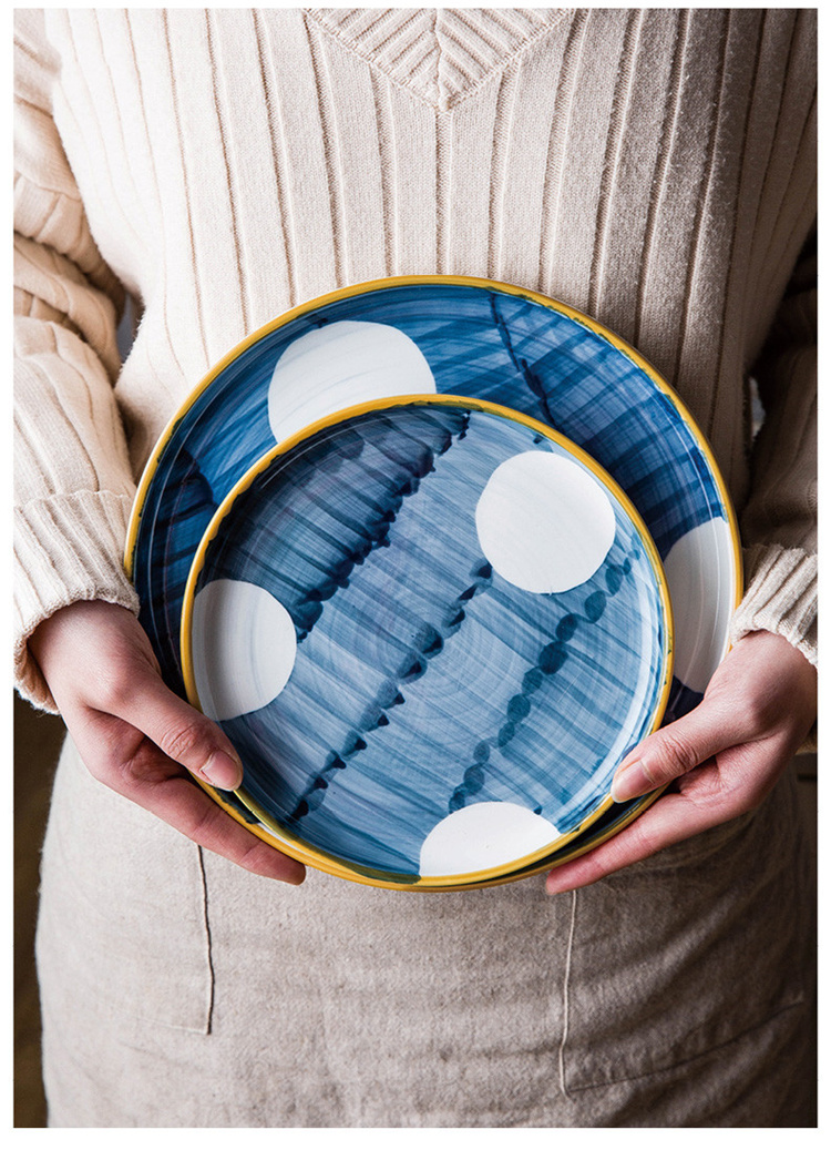 韓国ファッション 和風 食器 アイデア お皿 食器 家庭用 セラミック 平皿のスープ椀