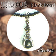 ペンダント＆ネック / 44-0370  ◆ Silver925 シルバー 黒蝶真珠 ＆スピネル ネックレス