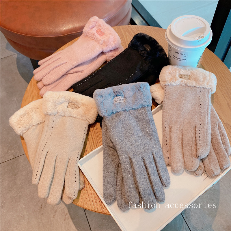 秋冬手袋　5本指　厚手　スマホ対応　あったか　レディースファッション　韓国風