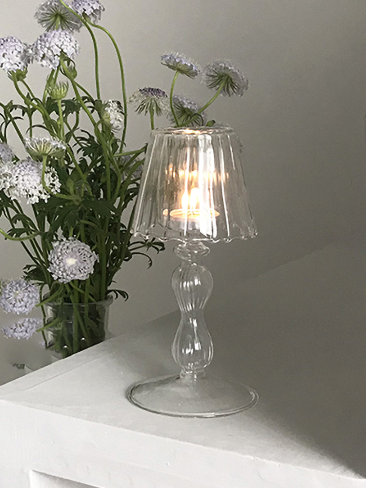 自宅 装飾 個性 レトロ ガラス 燭台 透明な テーブルランプタイプ