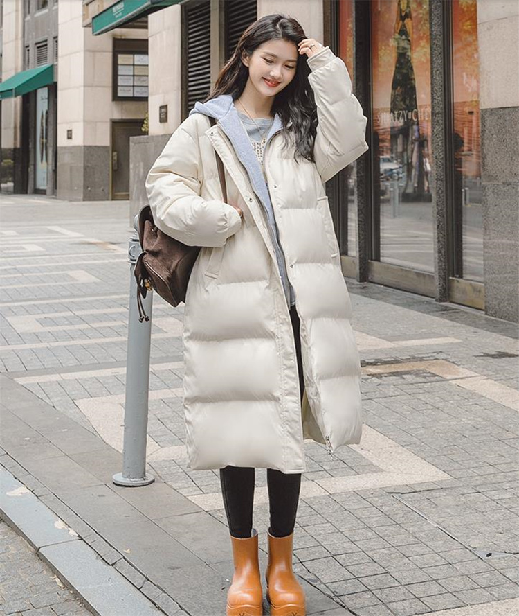 韓国ファッション 2021 冬 ゆったりする 中・長セクション フェイク2ピース 綿の服 パンの服 上品映え