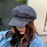 秋冬帽子　キャップ　キャスケット　防寒　チェック柄　ビンテージ　韓国ファッション