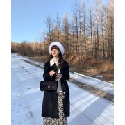 韓国ファッション 2021 秋冬 気質 減齢 カラーマッチング 人形の襟 チェスターコート 中長セクション