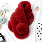 新作限定SALE 韓国ファッション厚手 ぬいぐるみ 毛皮の襟 スカーフ 可愛い 暖かい 模造ウサギの毛皮