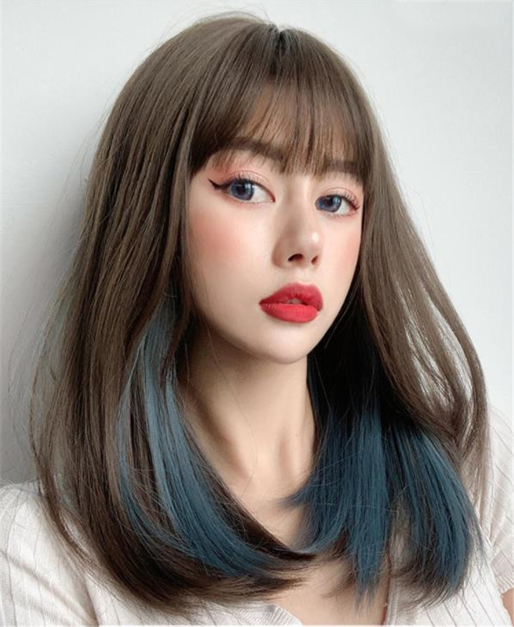 人気沸騰 韓国ファッション ウィッグ ミディアムレングス 鎖骨の髪 ナチュラル ラウンドフェイス 減齢