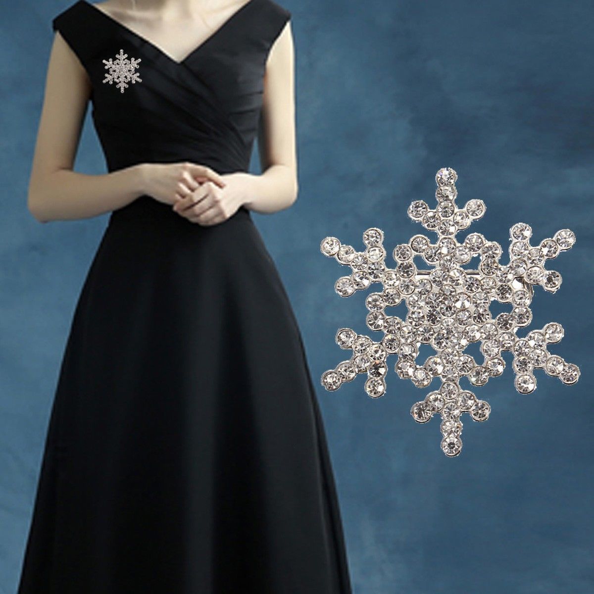 ブローチラインストーンスノーフレークブローチ ダイヤモンドのクリスマスブローチ 韓国ファッションピン
