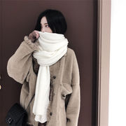 簡単にサマ見え  INSスタイル 秋冬 気質 ピュアカラー スカーフ 厚手 学生 ショール ファッション