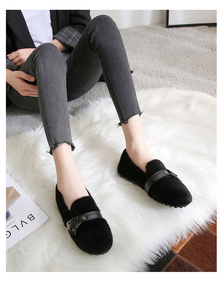 韓国ファッション 冬 気質 カジュアル 厚い底 裏起毛 浅い口 エンドウ豆の靴 滑り止め ファッション