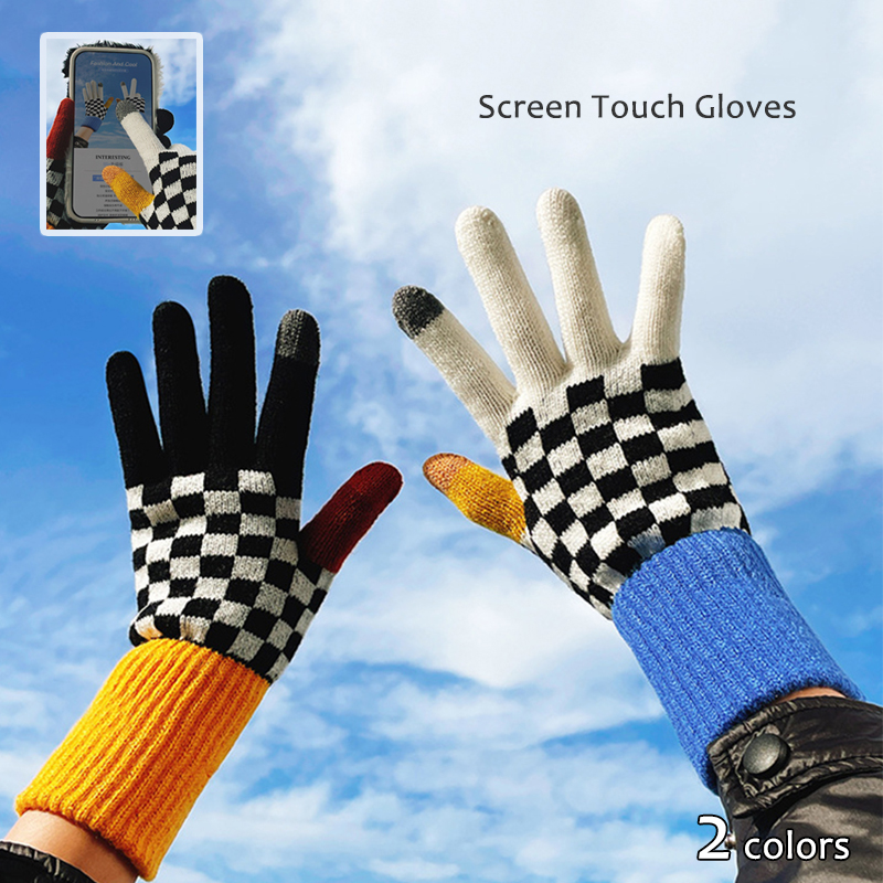 2021新作 手袋 グローブ レディース 防風 防寒 保温 タッチスクリーン スマホ対応 格子柄