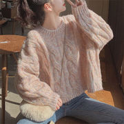 新作限定SALE!! 韓国ファッション 秋冬 新品 ゆったりする 麻の花 怠惰な風 デザインセンス セーター