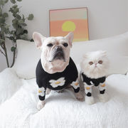 ペットセーター秋冬肥厚暖かい花フランスの戦いシュナウザー柴犬パグガーフィールド猫犬の服