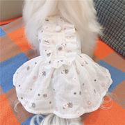猫の服、初夏と春の小さな白いスカート、純綿とベルベット、愛犬、テディベア、子犬、プリンセスドレス