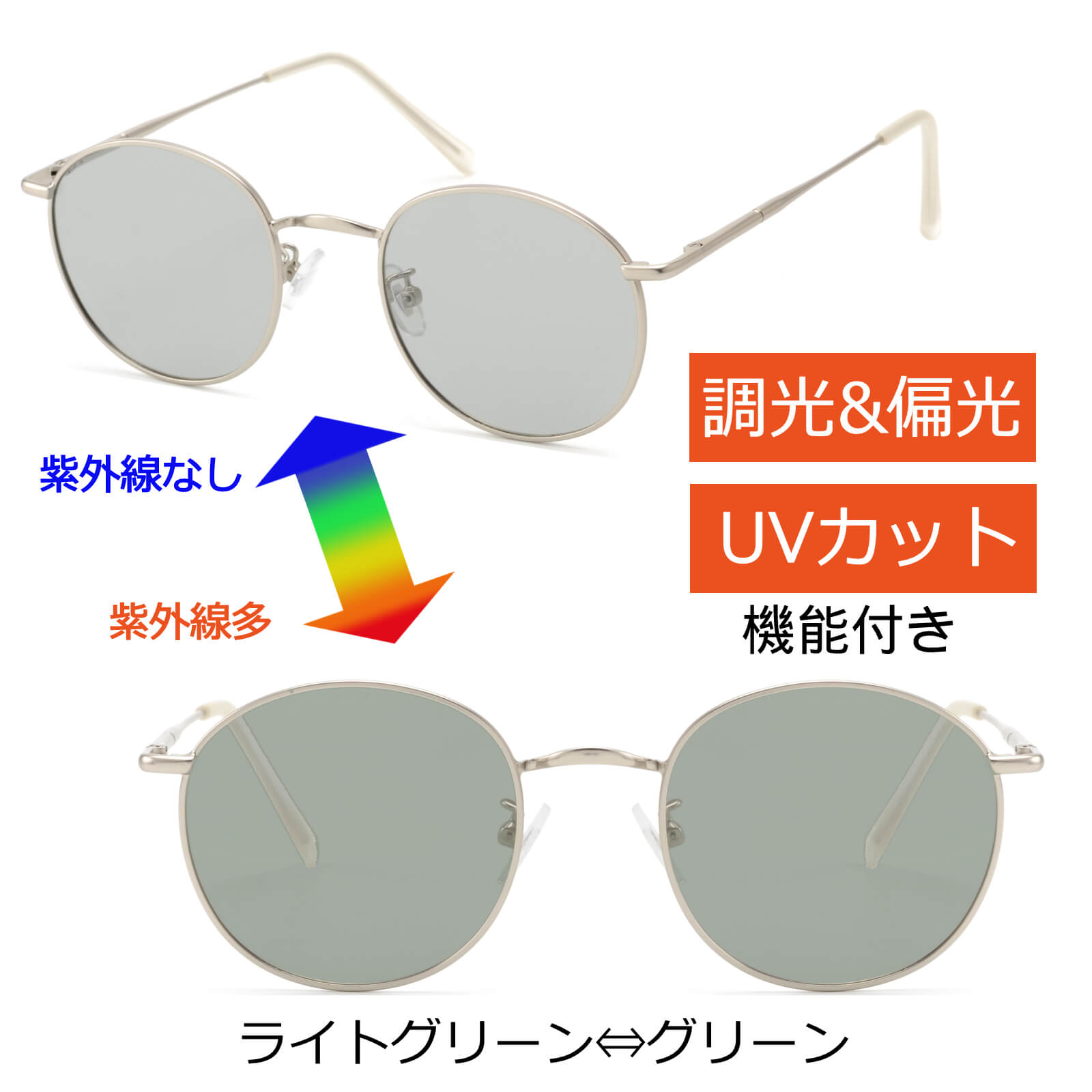 調光サングラス ラウンドメタルフレーム 偏光機能付き 色が変わるレンズ UV【TY3550PH】 Kamakura Sunglass  問屋・仕入れ・卸・卸売の専門【仕入れならNETSEA】