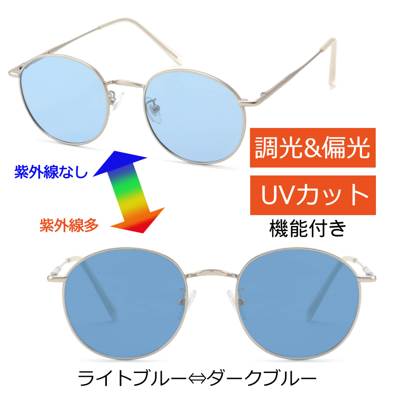 調光サングラス ラウンドメタルフレーム 偏光機能付き 色が変わるレンズ UV【TY3550PH】 Kamakura Sunglass  問屋・仕入れ・卸・卸売の専門【仕入れならNETSEA】